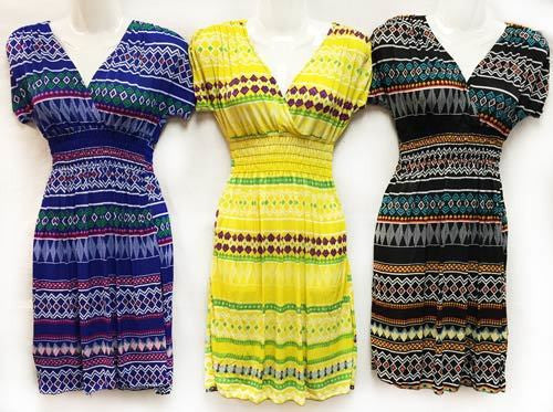 v-neck-short-sleeve-dresses---assorted-colors