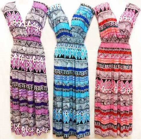 above-ankle-length-chevron-v-neck-dress