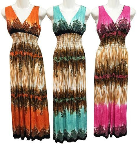 women's-v-neck-cultural-sleeveless-printed-dresses