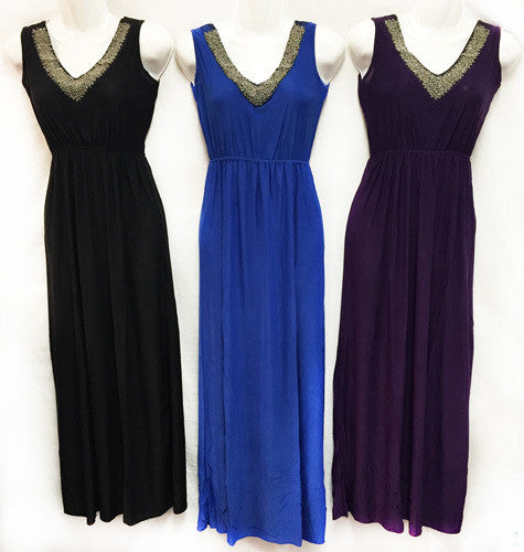 beaded-v-neck-long-summer-dresses---asst-colors