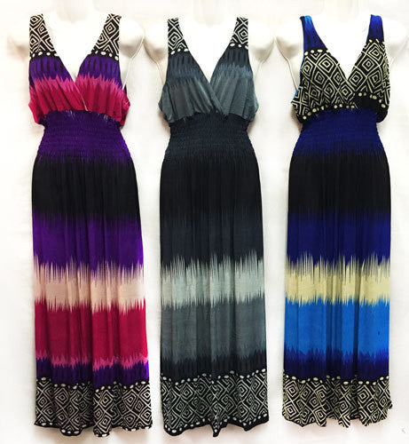 color-sectional-v-neck-long-dresses