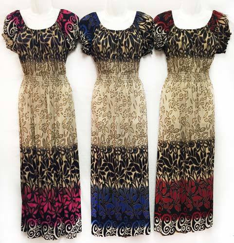 black-floral-print-lady-long-dresses