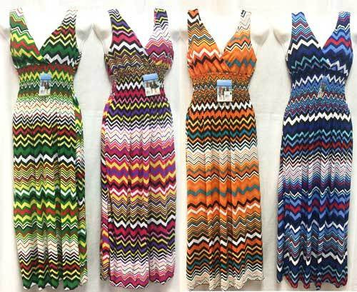 women's-multicolor-chevron-print-long-dress