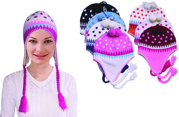 knitted-ladies-flap-hats---assorted-colors