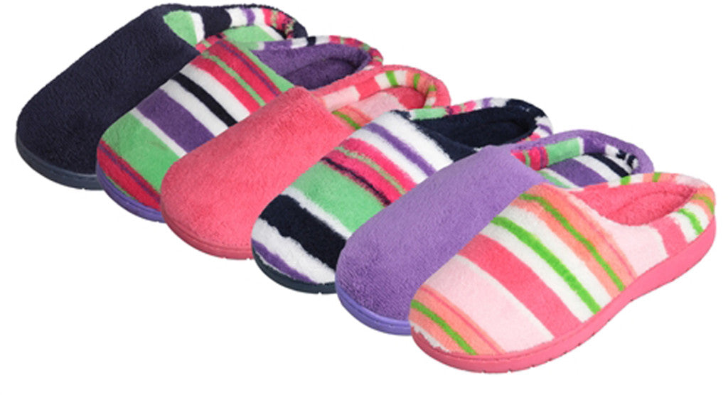 girl's-two-tone-striped-plush-slippers