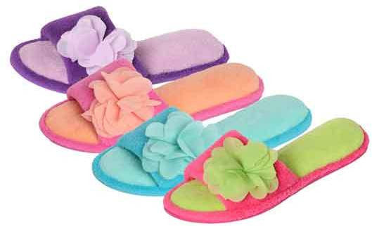 womens-plush-2-tone-slipper-with-flower