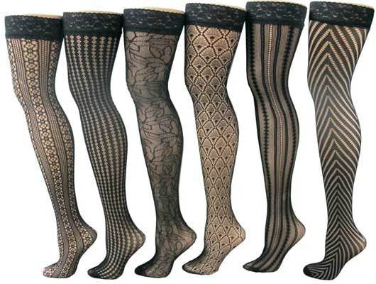black-designer-open-weave-thigh-high-stockings-w/-lace-cuffs