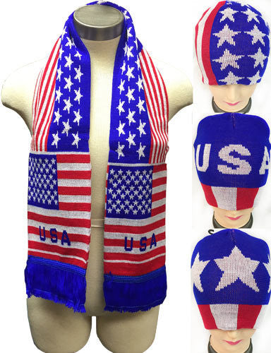 knitted-beanie-hat/scarve-set-assorted-usa-design