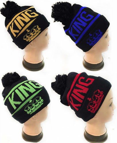 winter-knitted-beanie-hat-w/king-logo