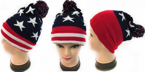 winter-knitted-beanie-w/american-flag-pattern
