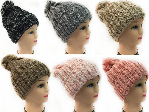 women-knit-winter-hat-solid-color-w/white-speck