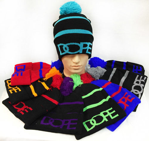 knitted-pompom-"dope"-hats