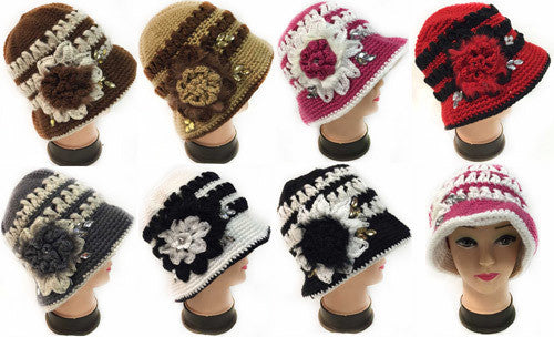 winter-knitted-women's-hat-with-flower-rhinestone