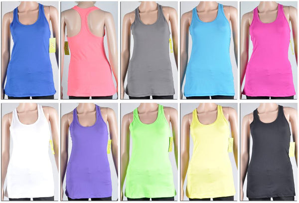 women's-racerback-scoop-neck-long-athletic-tank-tops---solid-colors