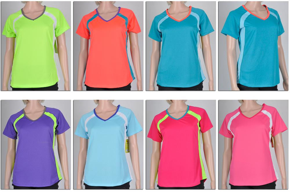 women's-athletic-v-neck-t-shirts---two-tone