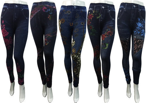 fleece-denim-legging-with-flower-print