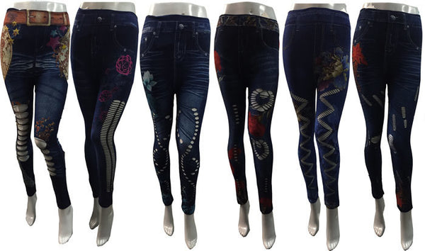 women's-3/4-length-legging-denim-print