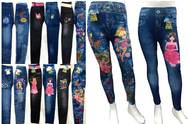 girls-denim-cartoon-print-leggings