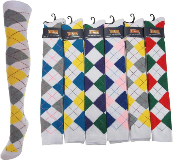 j.ann-ladies-argyle-design-knee-high-socks,-size-9-11
