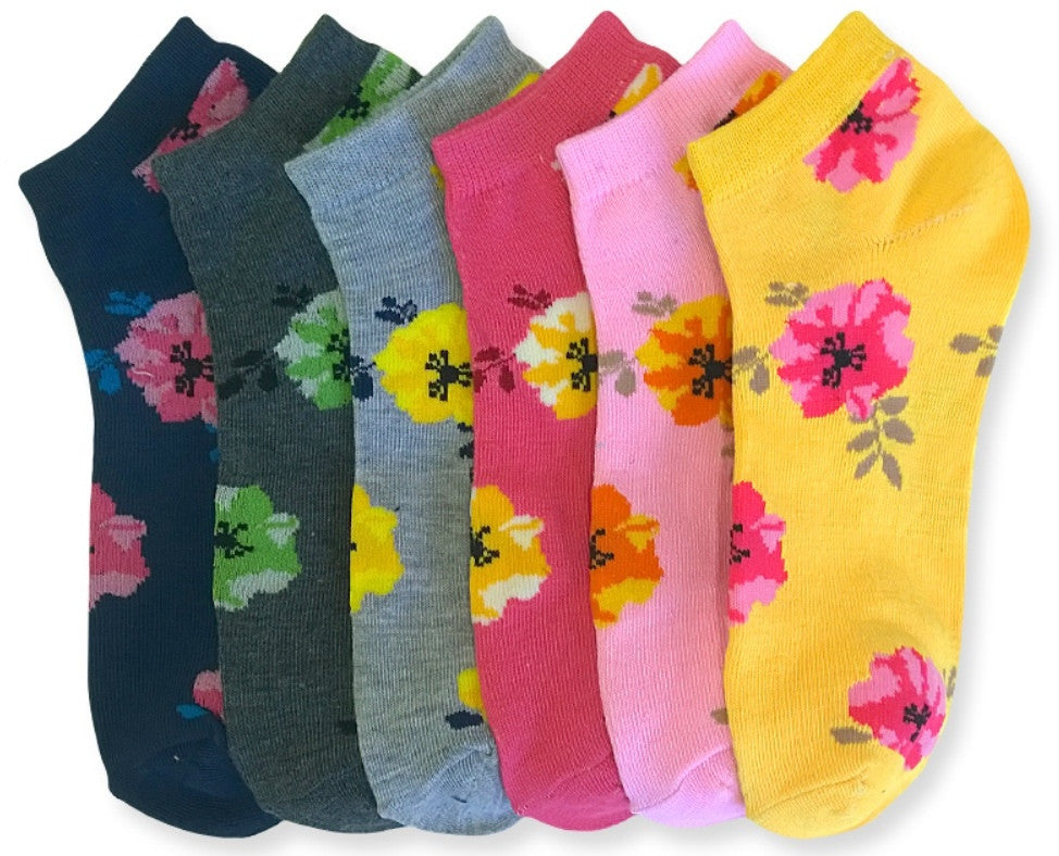 ladies-ankle-socks-floral-design---size-9-11