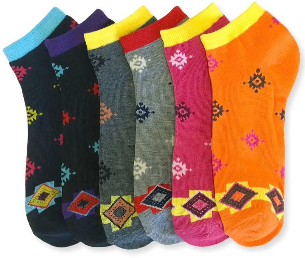 ladies-ankle-socks-aztec-design,-9-11