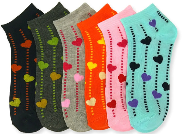 ladies-ankle-socks-colorful-hearts---size-9-11