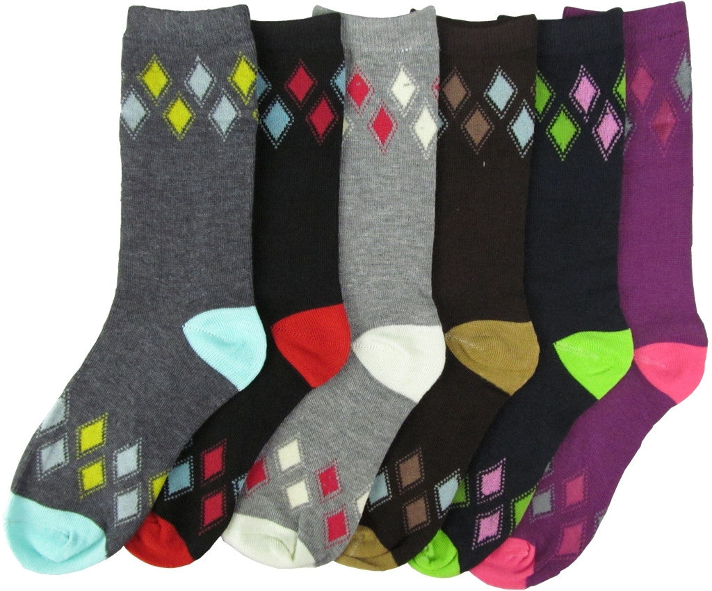 women/teen-crew-socks---colorful-argyle-design