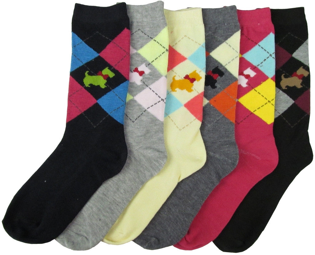 women/teen-crew-socks---argyle-design-w/dog