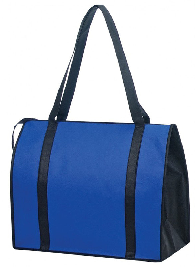 non-woven-tote-bag-with-zipper-and-fabric-covered-bottom---royal-/-black