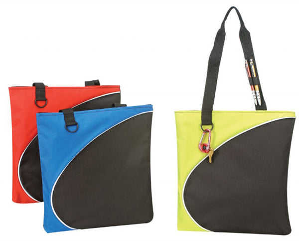poly-tote-bag---lime-green/black-(13-1/2"-w-x-14"-h-x-1-1/4"-d)