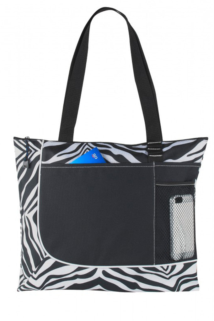 zebra-poly-zippered-tote-bagcolor-zebra-(17"-w-x-14"-h-x-3-1/2"-d)