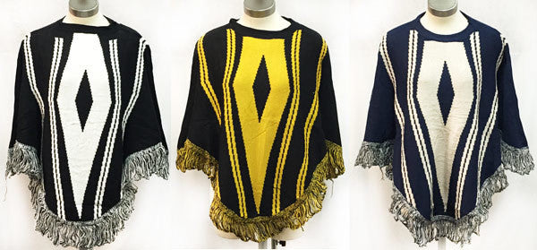 knitted-poncho-w/-fringe---geometric-designs