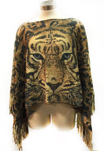 ladies-tiger-print-wrap-poncho-w/fringe