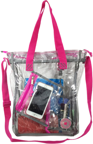 15.5"-clear/hot-pink-0.5mm-pvc-messenger-bag