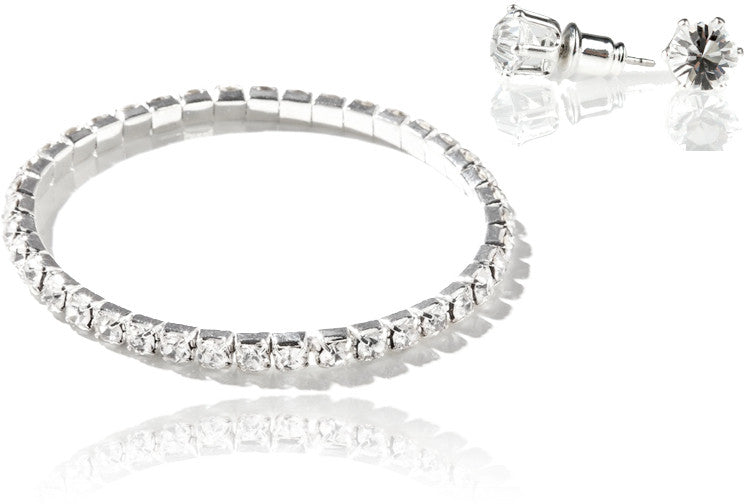 clear-crystal-stretch-bracelet-w/matching-earrings