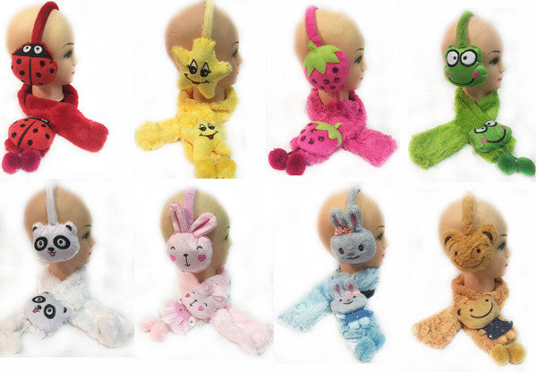 kids-cute-assorted-animal-scarf/ear-muff-set