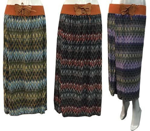 multicolor-tie-waist-long-chevron-skirts