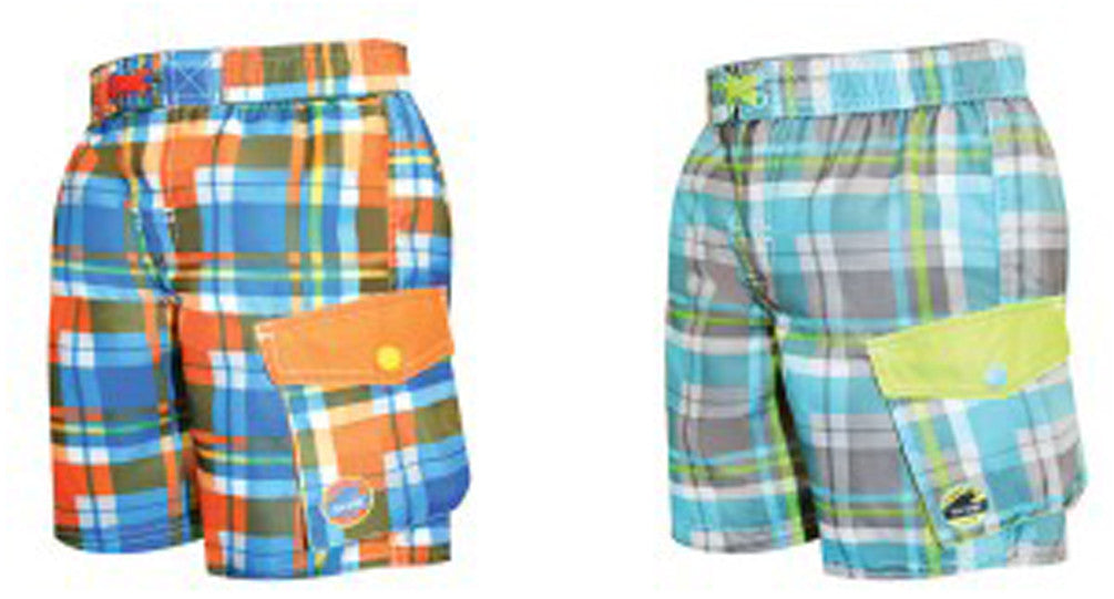 little-boy's-high-fashion-swim-trunks-w/-plaid-prints---sizes-4---7