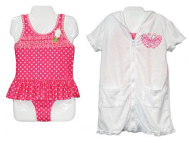 little-girl's-fashion-one-piece-swimsuits-w/-matching-terry-robe-cover-ups---sizes-5-6x