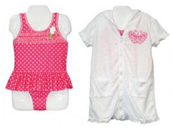 little-girl's-fashion-one-piece-swimsuits-w/-matching-terry-robe-cover-ups---sizes-5-6x