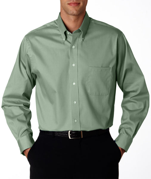 van-heusen-men's-long-sleeve-blended-pinpoint-oxford----sage-(xl)