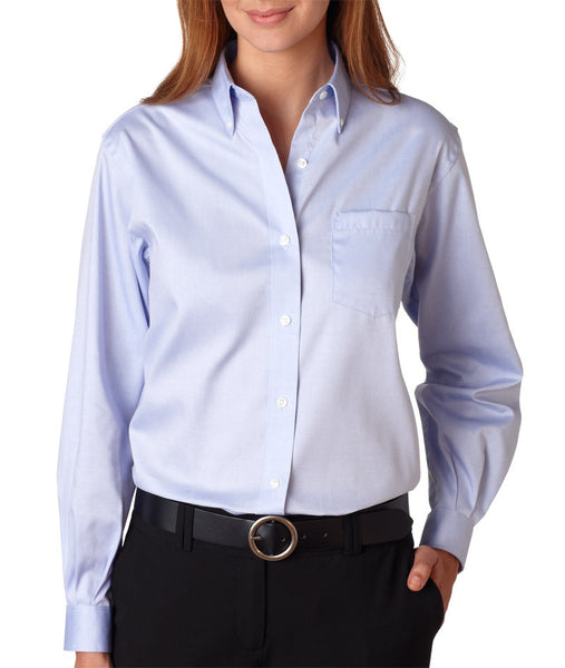 van-heusen-ladies'-long-sleeve-blended-pinpoint-oxford----blue-(s)