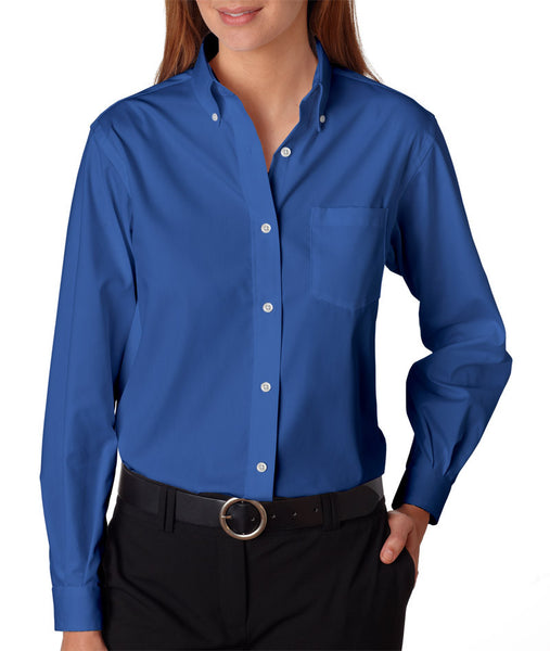 van-heusen-ladies'-long-sleeve-blended-pinpoint-oxford----english-blue-(2xl)