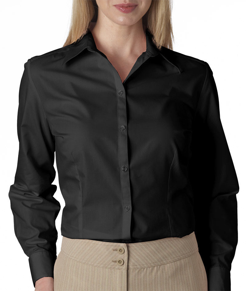 van-heusen-ladies'-long-sleeve-silky-poplin----black-(l)