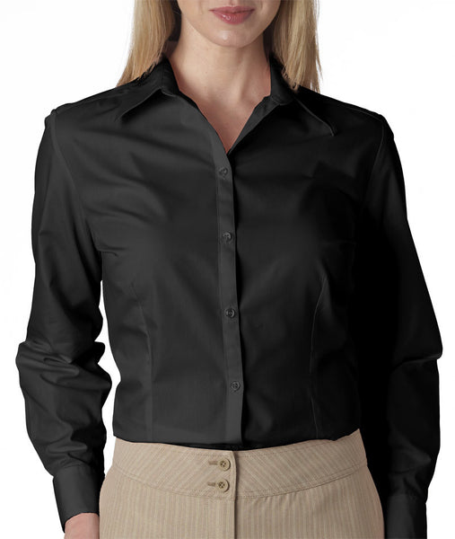 van-heusen-ladies'-long-sleeve-silky-poplin----black-(l)