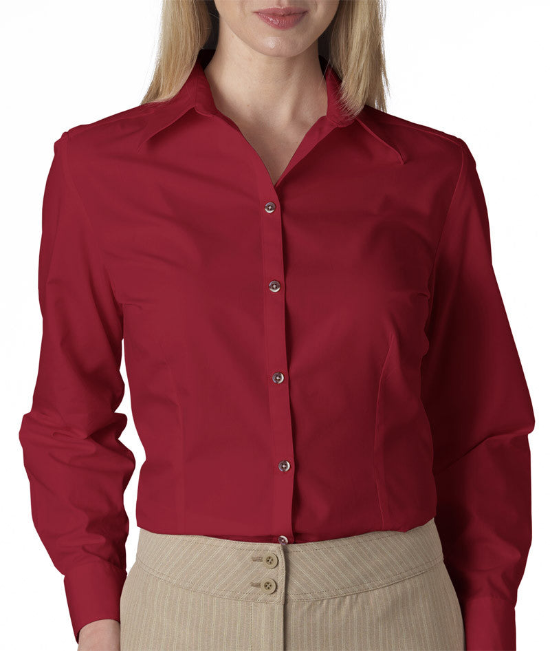 van-heusen-ladies'-long-sleeve-silky-poplin----cardinal-(s)