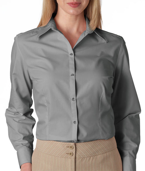 van-heusen-ladies'-long-sleeve-silky-poplin----slate-grey-(s)