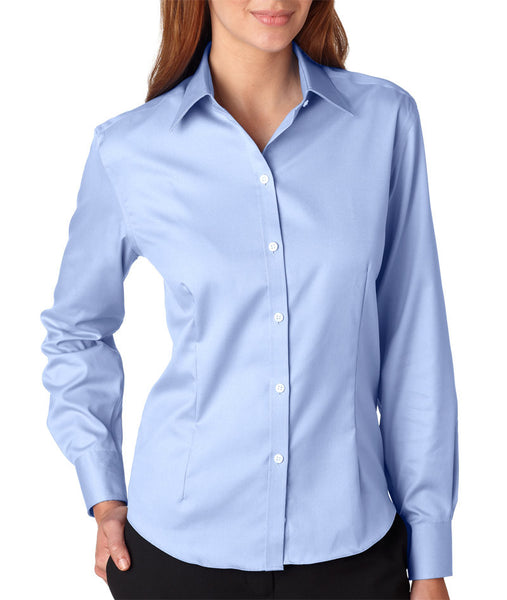 van-heusen-ladies'-long-sleeve-non-iron-pinpoint-oxford----blue-mist-(xl)