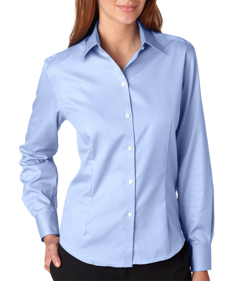 van-heusen-ladies'-long-sleeve-non-iron-pinpoint-oxford----blue-mist-(l)