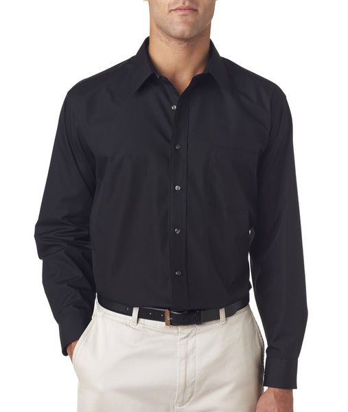 van-heusen-men's-long-sleeve-cotton-rich-broadcloth----black-(l)